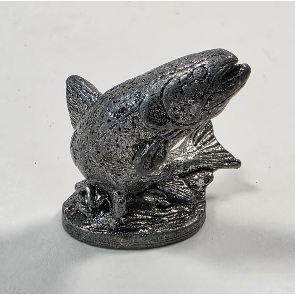 Pewter Rainbow Trout Fly Fishing Angling River Stream Mini Art Figurine unmarked